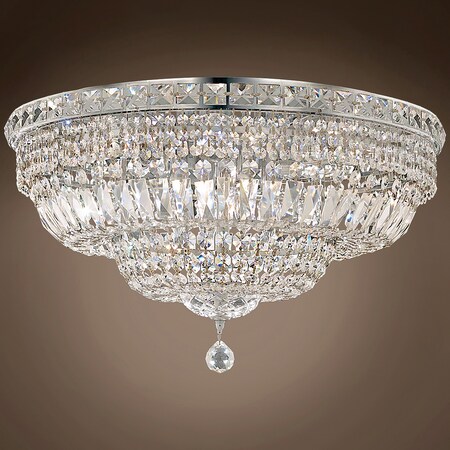 Joshua Marshal Invisible Design 12 Light 24 Chrome Flush Mount With Clear Asfour Crys 701262-002